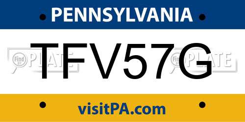 TFV57G Pennsylvania License Plate
