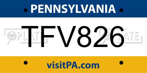 TFV826 Pennsylvania License Plate
