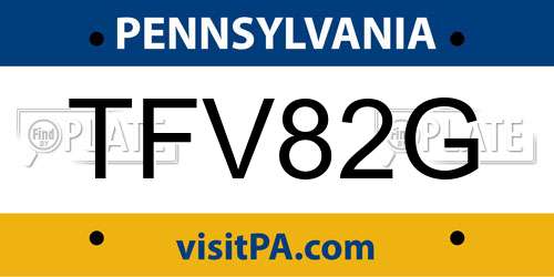 TFV82G Pennsylvania License Plate