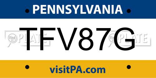TFV87G Pennsylvania License Plate