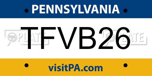 TFVB26 Pennsylvania License Plate