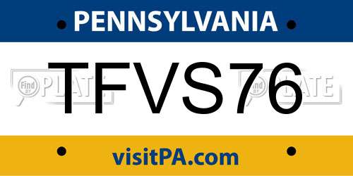 TFVS76 Pennsylvania License Plate