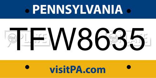 TFW8635 Pennsylvania License Plate