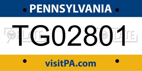 TG02801 Pennsylvania License Plate