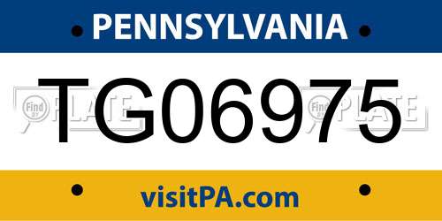 TG06975 Pennsylvania License Plate