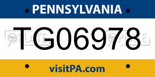 TG06978 Pennsylvania License Plate