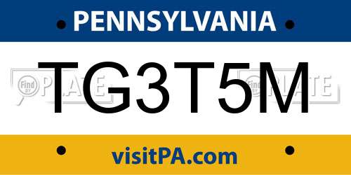 TG3T5M Pennsylvania License Plate