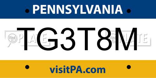 TG3T8M Pennsylvania License Plate