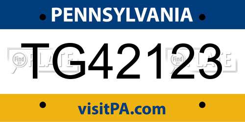 TG42123 Pennsylvania License Plate