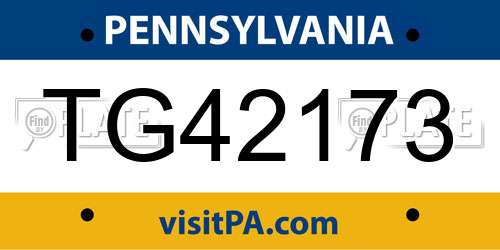 TG42173 Pennsylvania License Plate