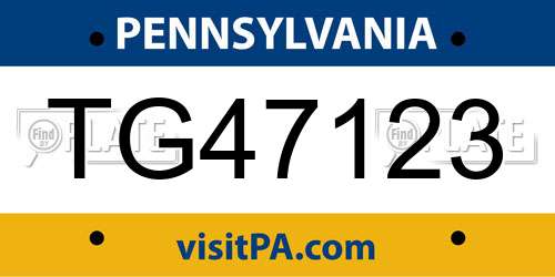 TG47123 Pennsylvania License Plate
