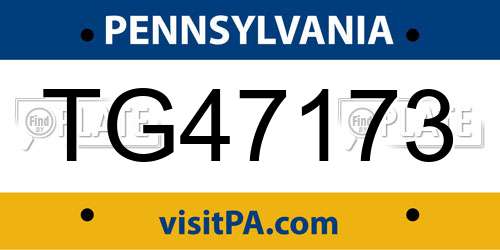 TG47173 Pennsylvania License Plate