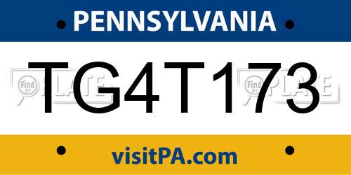 TG4T173 Pennsylvania License Plate