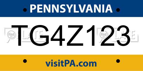 TG4Z123 Pennsylvania License Plate