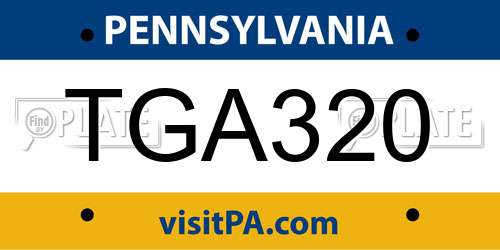 TGA320 Pennsylvania License Plate