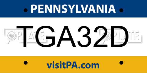 TGA32D Pennsylvania License Plate