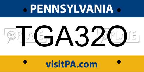 TGA32O Pennsylvania License Plate