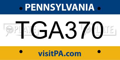 TGA370 Pennsylvania License Plate