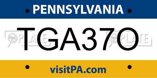 TGA37O Pennsylvania License Plate