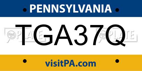 TGA37Q Pennsylvania License Plate