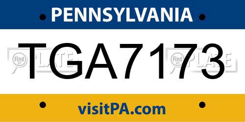 TGA7173 Pennsylvania License Plate