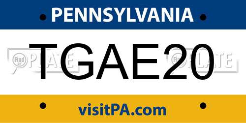 TGAE20 Pennsylvania License Plate
