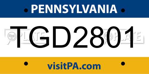 TGD2801 Pennsylvania License Plate