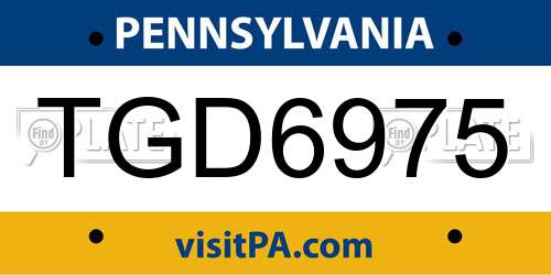 TGD6975 Pennsylvania License Plate