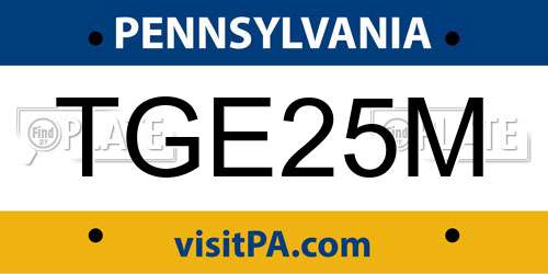 TGE25M Pennsylvania License Plate