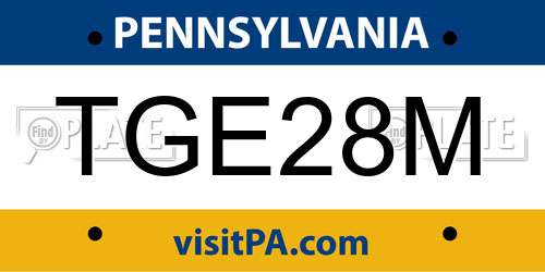 TGE28M Pennsylvania License Plate