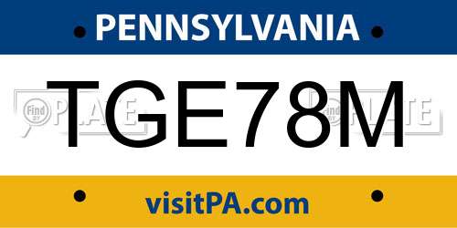 TGE78M Pennsylvania License Plate