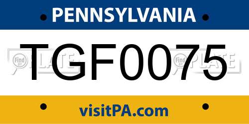 TGF0075 Pennsylvania License Plate