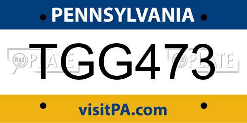 TGG473 Pennsylvania License Plate