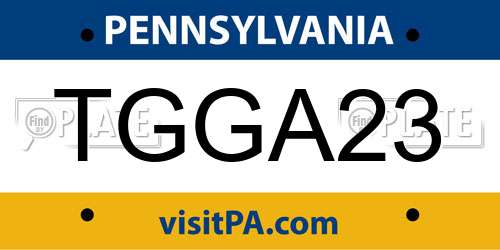 TGGA23 Pennsylvania License Plate