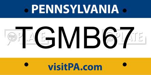 TGMB67 Pennsylvania License Plate