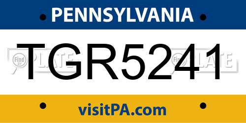 TGR5241 Pennsylvania License Plate