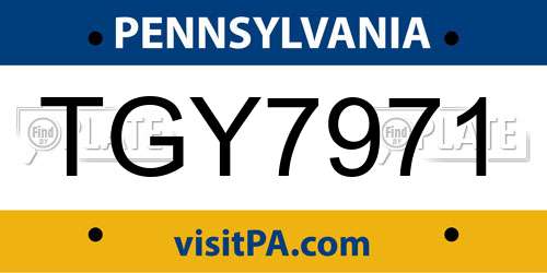 TGY7971 Pennsylvania License Plate