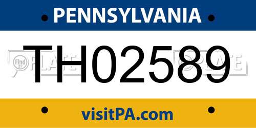 TH02589 Pennsylvania License Plate