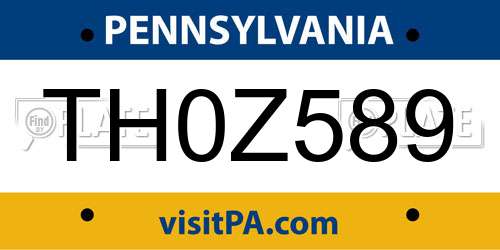 TH0Z589 Pennsylvania License Plate