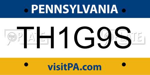 TH1G9S Pennsylvania License Plate