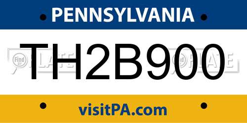 TH2B900 Pennsylvania License Plate