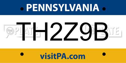 TH2Z9B Pennsylvania License Plate