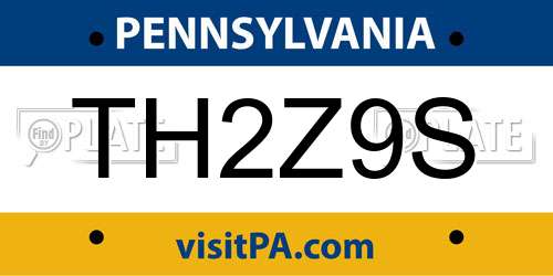 TH2Z9S Pennsylvania License Plate