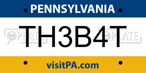 TH3B4T Pennsylvania License Plate