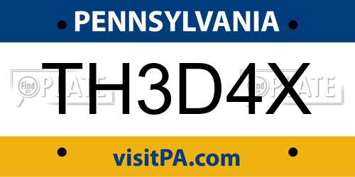 TH3D4X Pennsylvania License Plate
