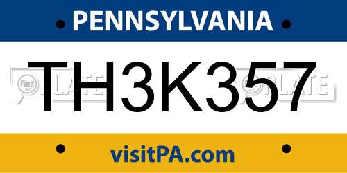 TH3K357 Pennsylvania License Plate