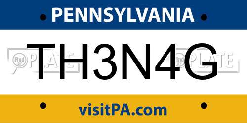 TH3N4G Pennsylvania License Plate
