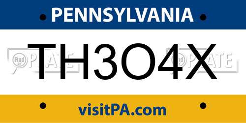 TH3O4X Pennsylvania License Plate