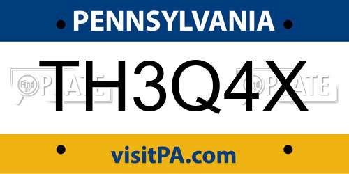 TH3Q4X Pennsylvania License Plate