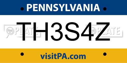 TH3S4Z Pennsylvania License Plate